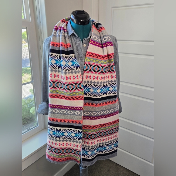 GAP WINTER COZY BUNDLE LOT OF 2 SCARF BEANIE HAT FAIR ISLE STRIPE BLUE WOMEN OS - Picture 3 of 15